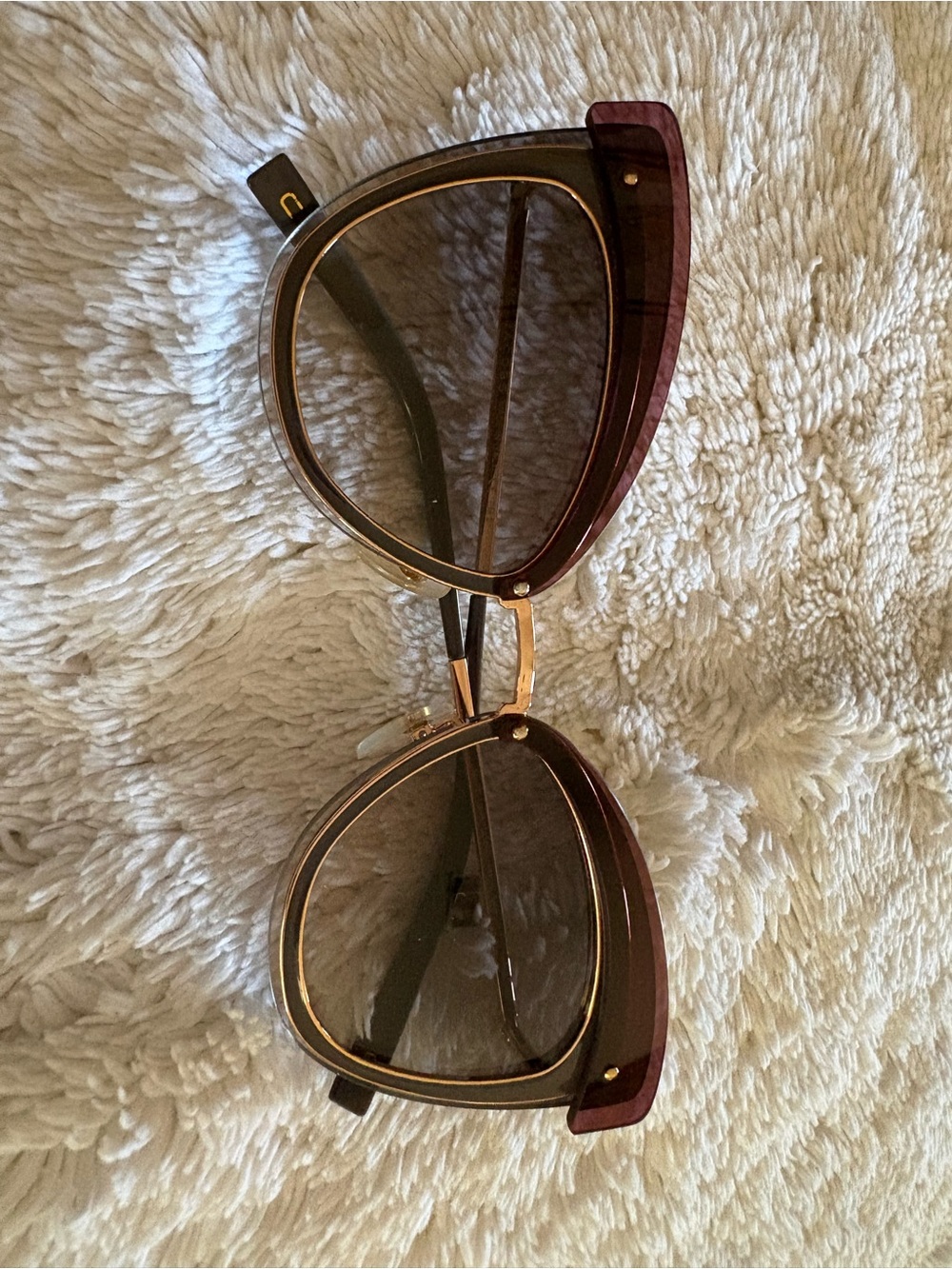 Marc Jacobs Brown Cat-Eye Sunglasses with Gold Accents